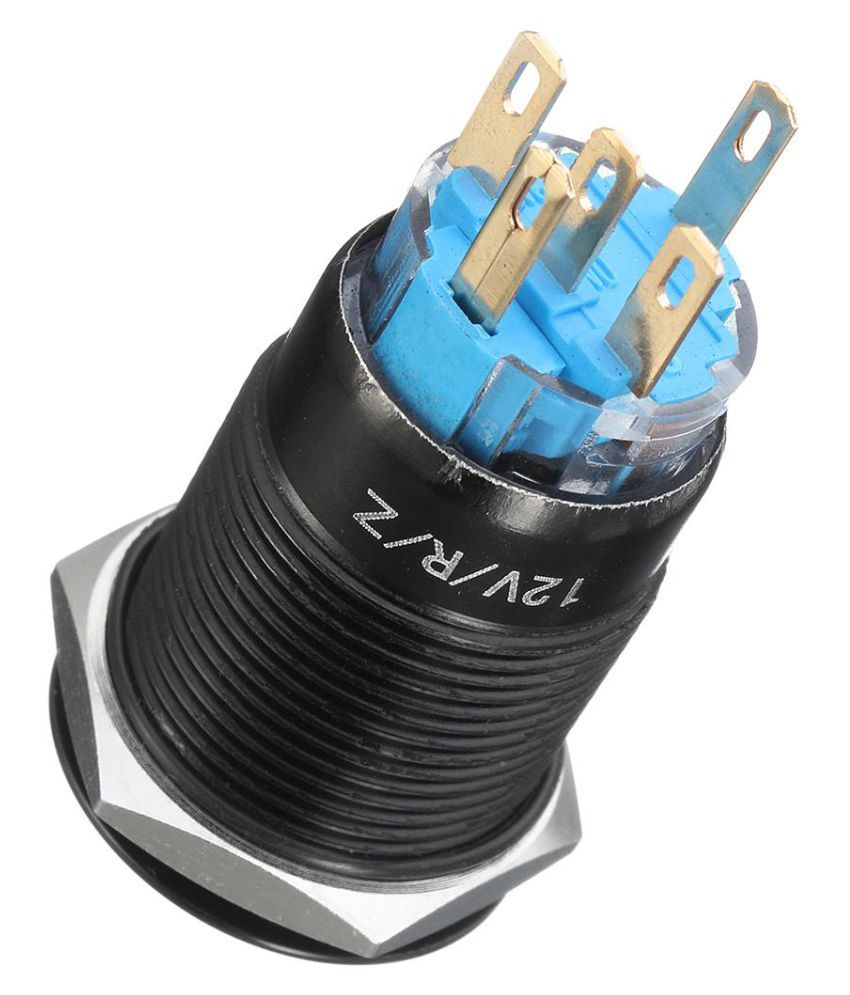 12V 5Pin 19mm 1NO1NC Universal Car LED Metal Push Button Switches Self