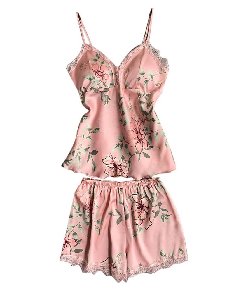 floral satin night suit