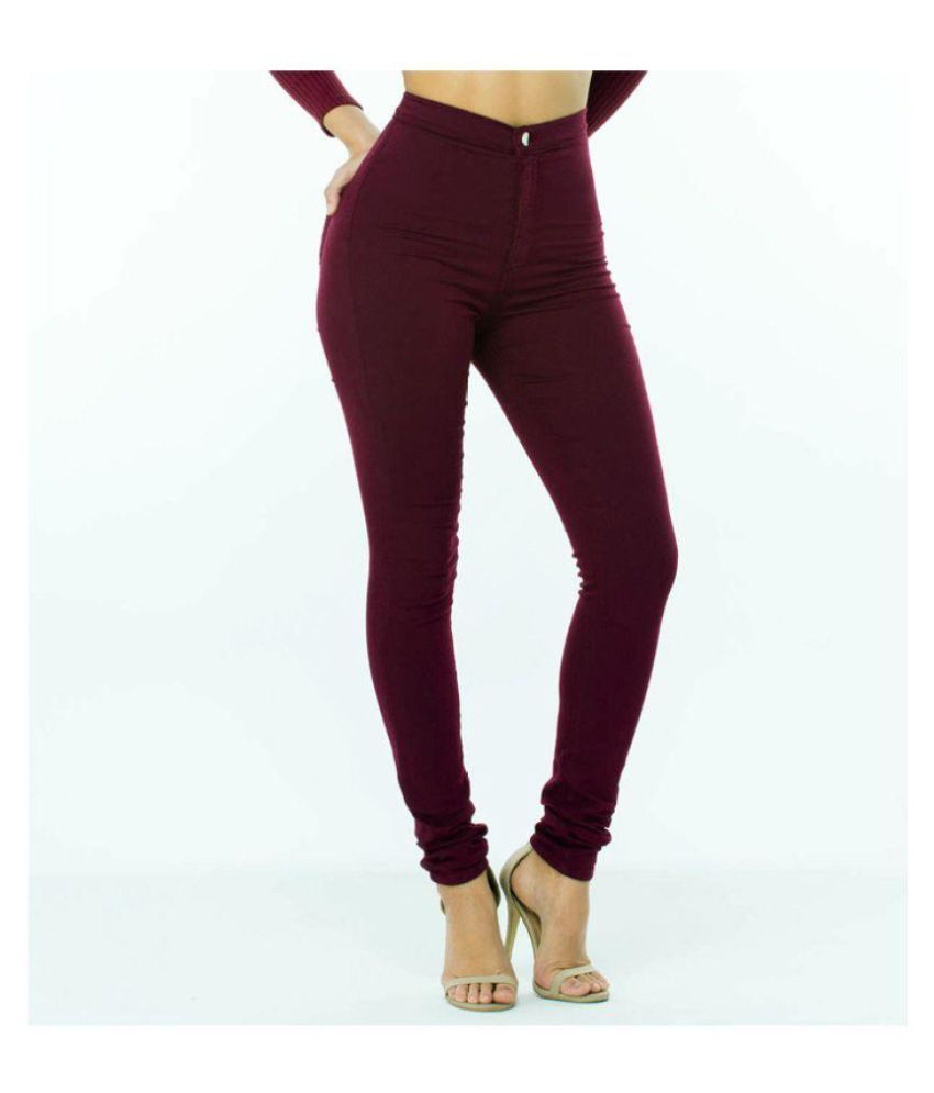 burgundy skinny trousers womens