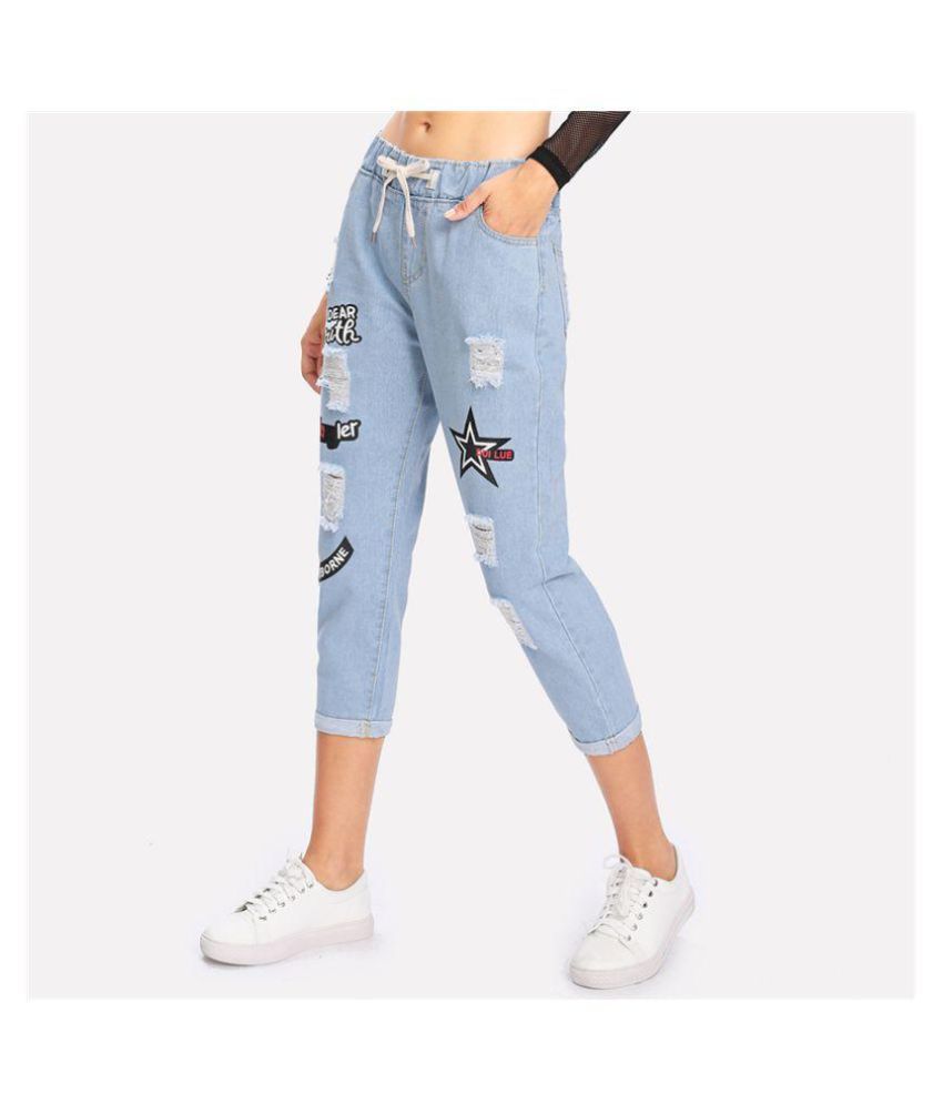 drawstring cuffed jeans