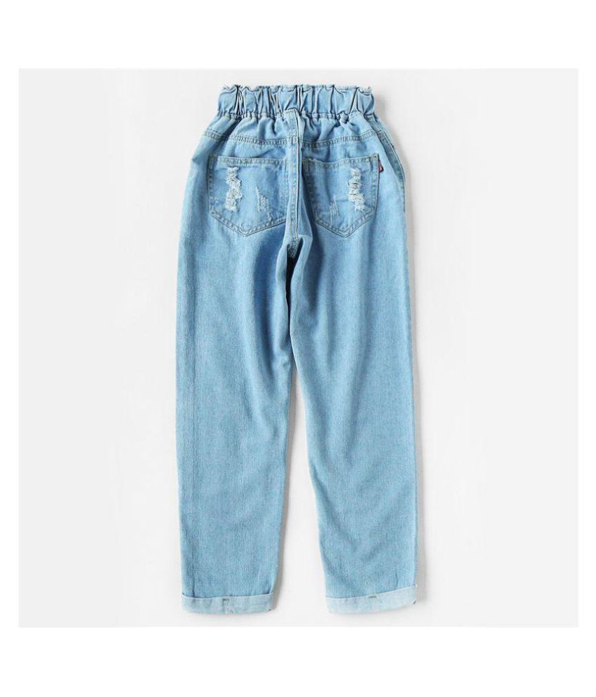 ripped cuffed offset printing jeans