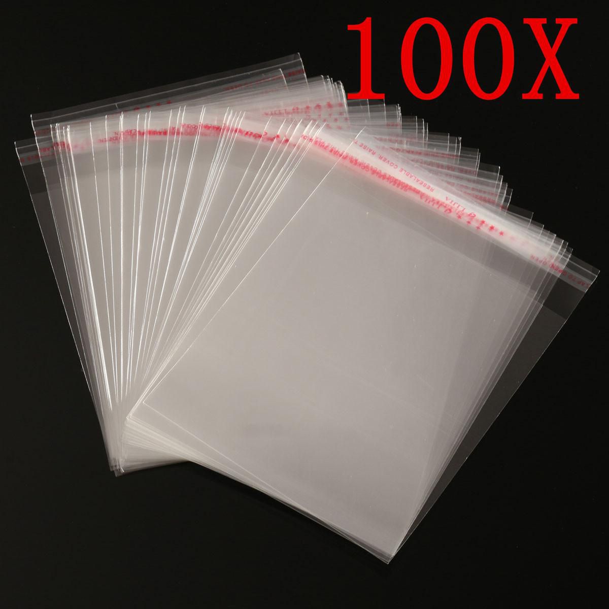 100x Clear Cellophane Cello Display Bags Self Adhesive Seal Plastic OPP For Card