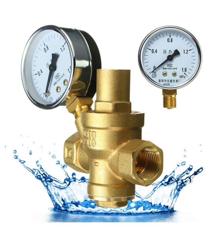 DN Bspp Brass Water Pressure Reducing Valve With Adjustable Gauge Flow Buy DN