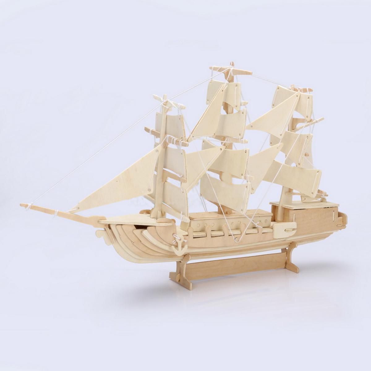 3D Puzzle Toy Kid Gift Sailing Ship Woodcraft Construction Kit Wooden Boat Model 