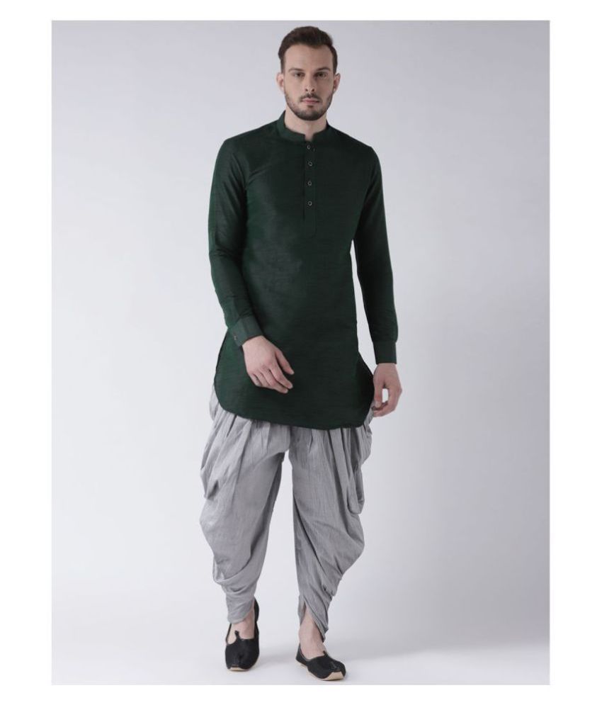     			Deyann Dark Green Silk Blend Kurta Pyjama Set