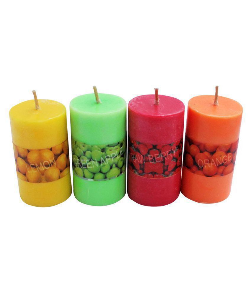     			Zarsa Multicolour Pillar Candle - Pack of 4