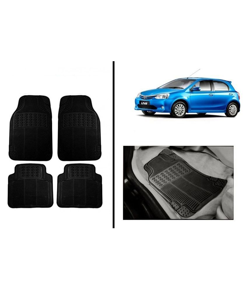 HUUSO Premium Rubber Car Floor/Foot Mats BlackToyota Etios Liva (Set
