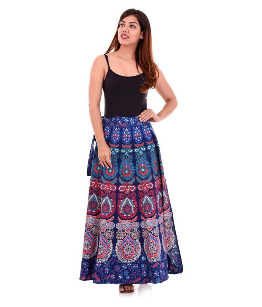     			Rangun Cotton A-Line Skirt - Blue