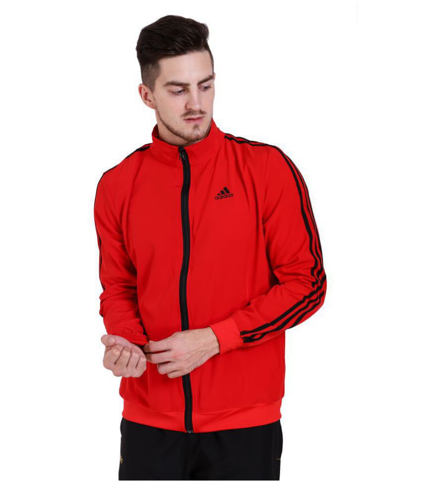 Buy Adidas Red Polyester Terry Jacket 