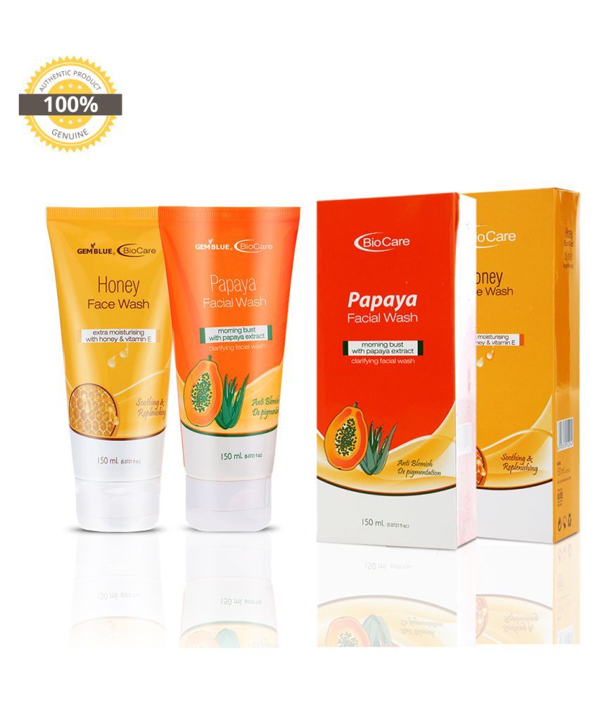     			gemblue biocare HONEY + PAPAYA Face Wash 150 mL Pack of 2