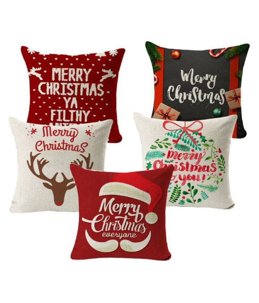     			indiancraft Set of 5 Cushion Covers Christmas Themed