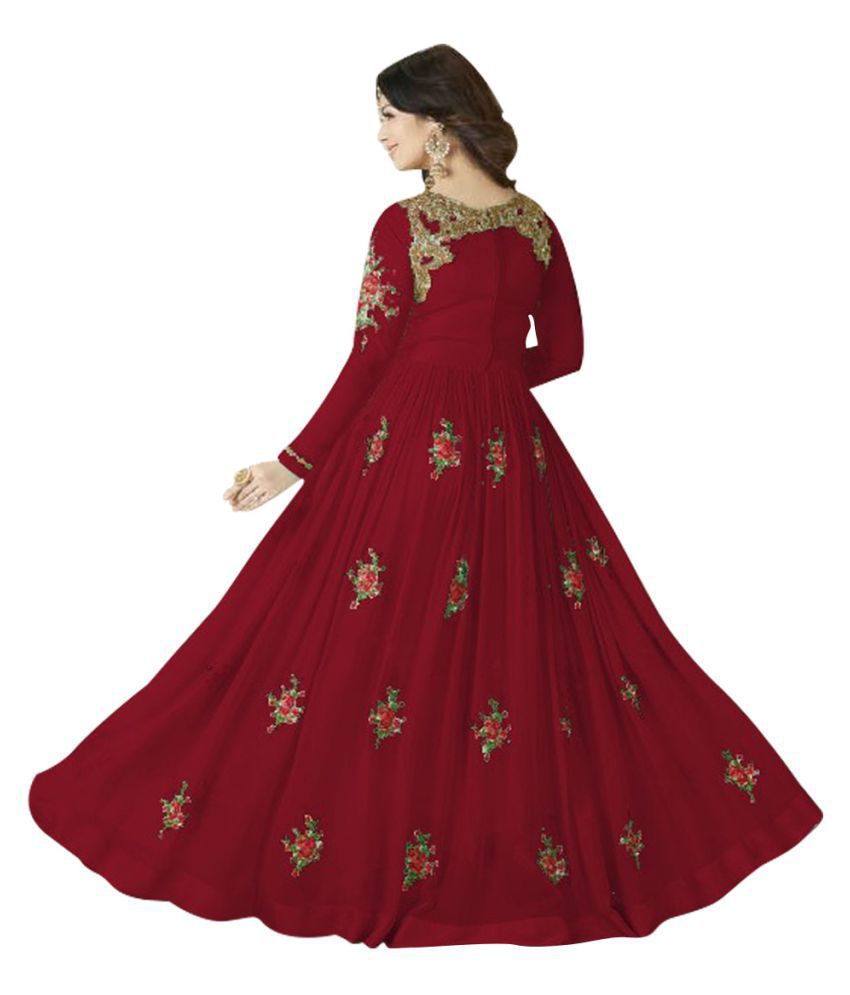 JINIMART Red Georgette Gown - Buy JINIMART Red Georgette Gown Online at ...