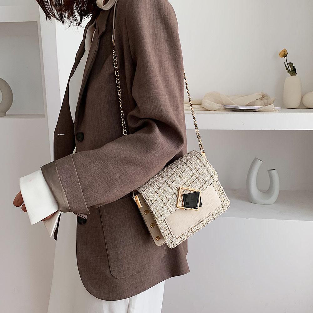 Women Leather Shoulder Bag Fashion Woolen Winter Autumn Chain Messenger Handbag 