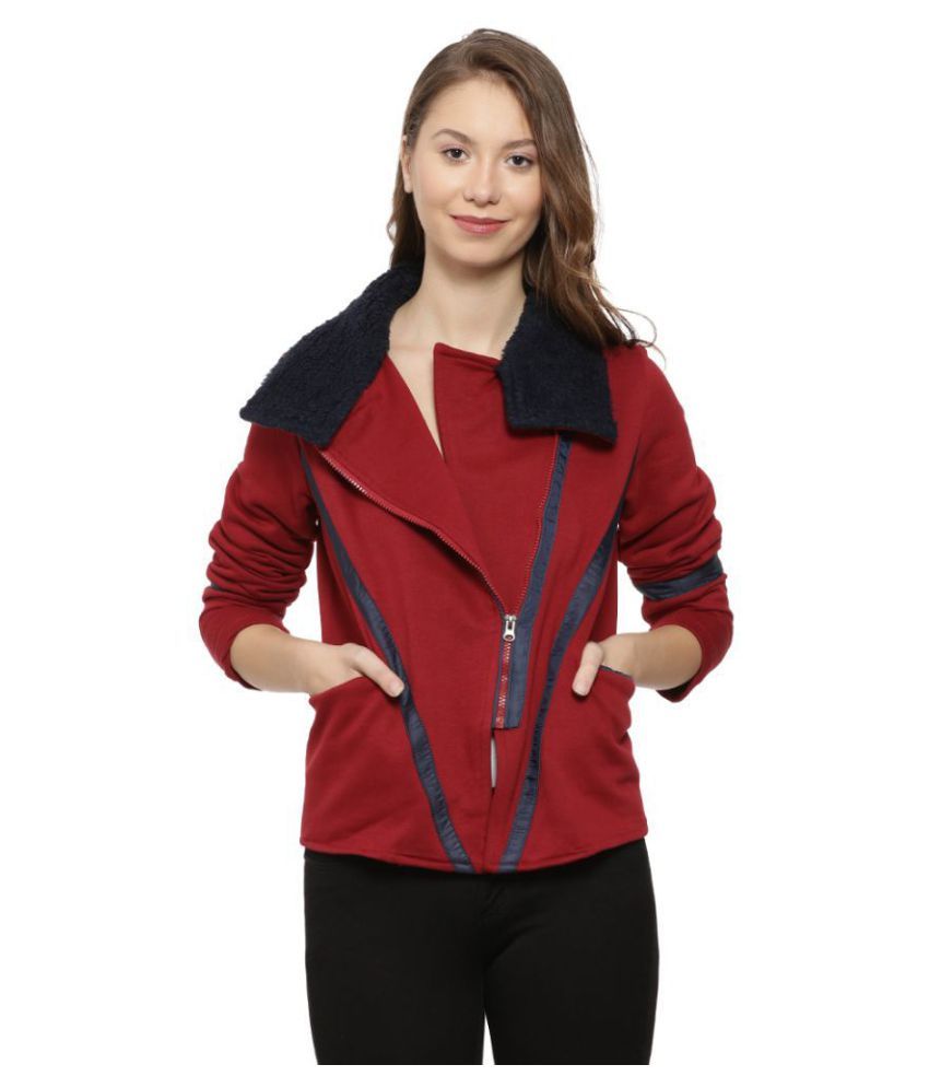     			Campus Sutra Cotton Maroon Quiltted Jackets