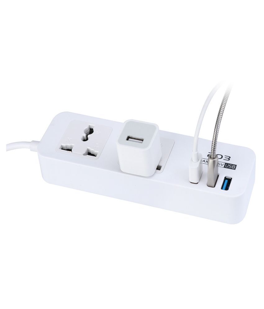 5.9ft US Plug 4 Outlet Power Strip Surge Protector w// 3 USB Ports Lightningproof