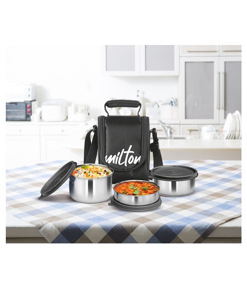     			Milton Black Stainless Steel Lunch Box