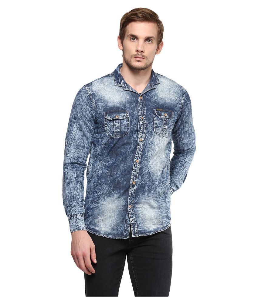     			Urbano Fashion Denim Grey Solids Shirt