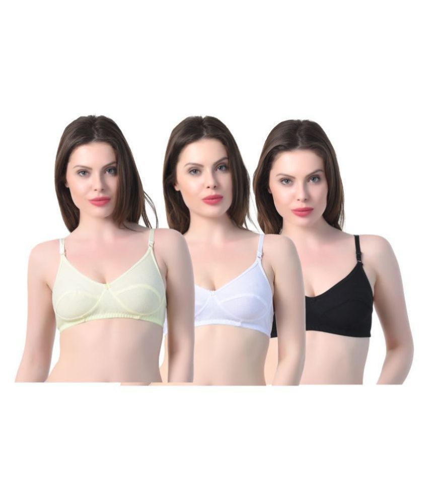     			Kiran Enterprises Pack of 3 Cotton Non Padded Women's Push Up Bra ( Multi Color )