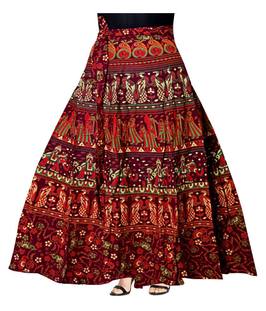 Buy KHUSHI PRINT Cotton Wrap Skirt - Multi Color Online at Best Prices ...