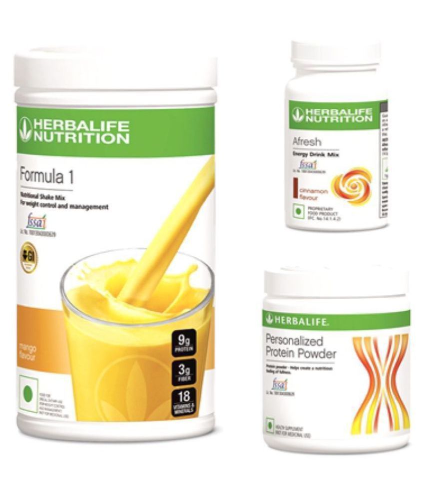     			Herbalife F1 Shake Mango 500 gm + Protein Powder 200 gm + Afresh Nutrition Drink Cinnamon - 50 gm Pack of 3