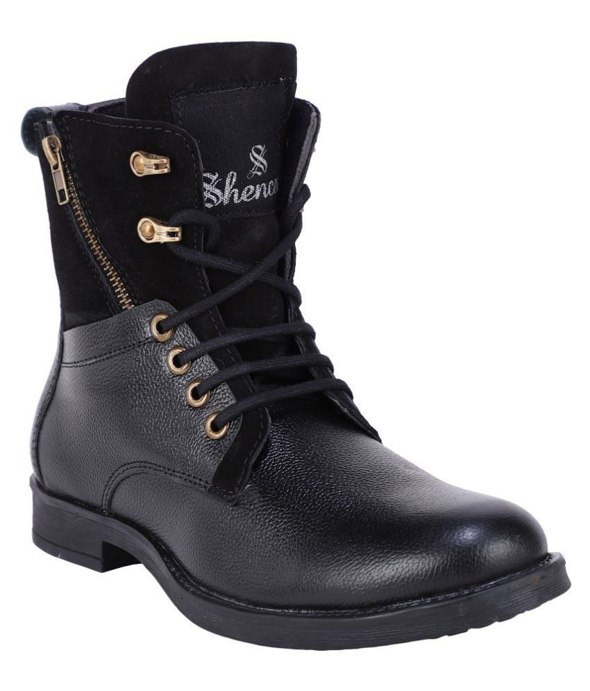     			SHENCES Black Casual Boot