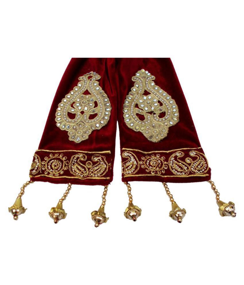 KRYPMAX Maroon Tassels Velvet Dupatta For Winters Buy Online at Low