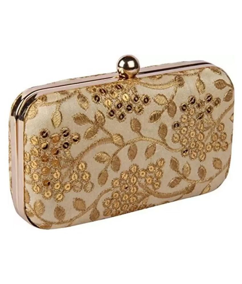 Buy Branded Bebe Gold Canvas Box Clutch At Best Prices In India Snapdeal