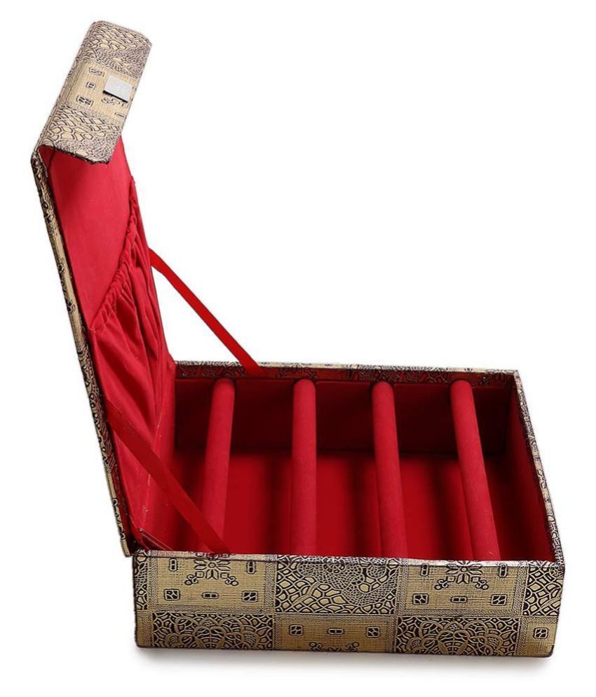 Trendifly Wooden Velvet Bangle Box Bangle Organizer Box Jewellery
