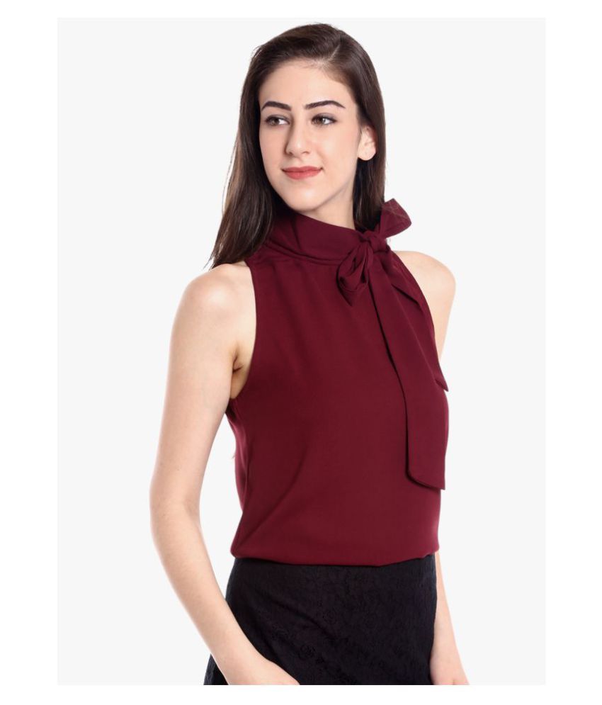 Bonlooks Crepe Regular Tops Maroon Buy Bonlooks Crepe Regular Tops