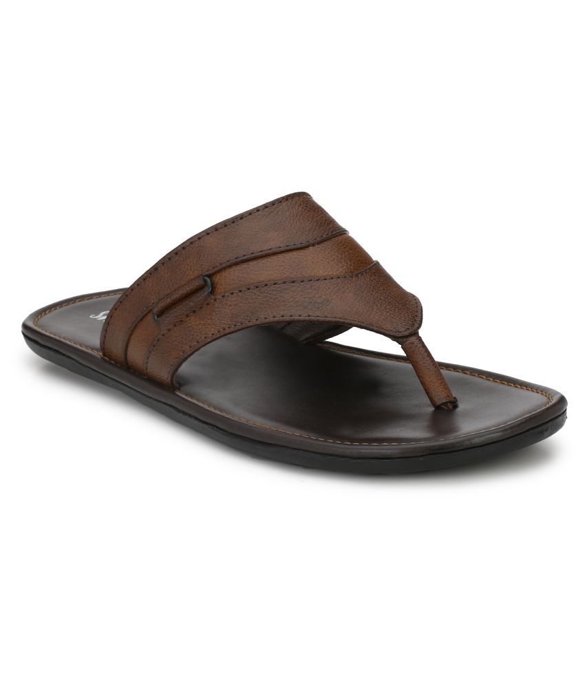 shences brown leather slippers