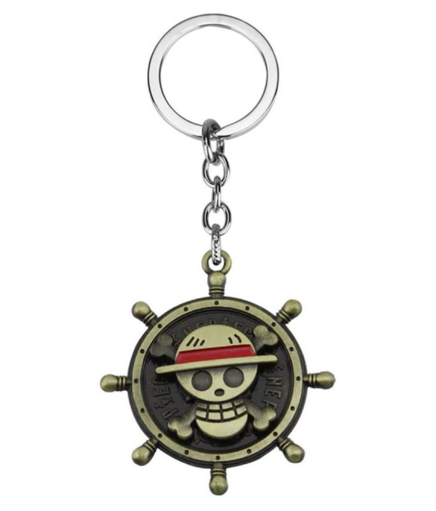 ONE PIECE Luffy Skull Rudder Model Keychain Keyrings Antique Metal Key ...