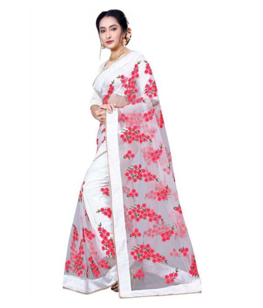 Teeswala White Net Saree - Buy Teeswala 