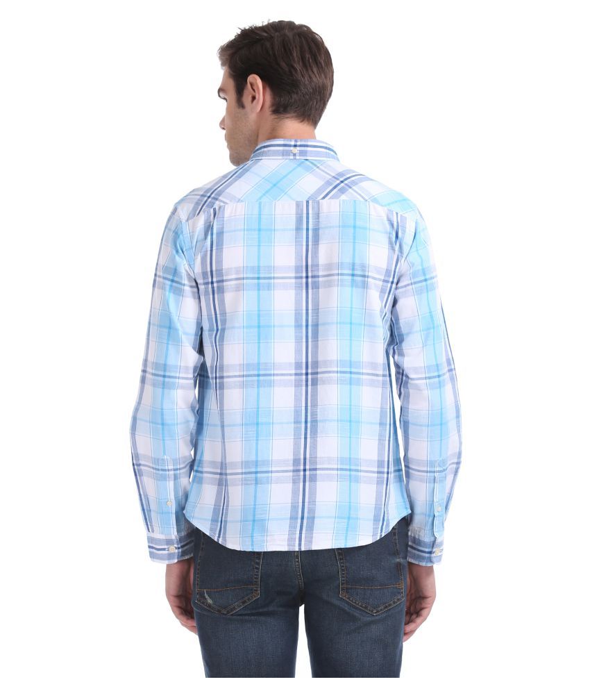 sky blue checks shirt