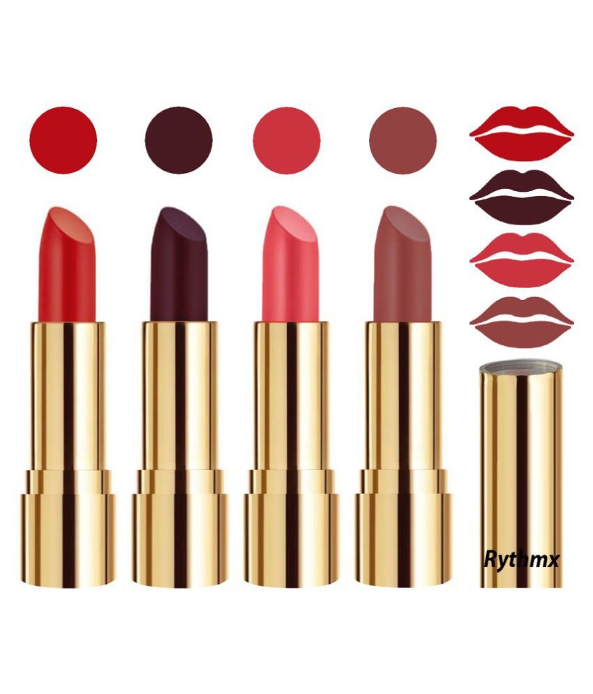     			Rythmx Professional Timeless 4 Colors Lipstick Orange,Wine,Red, Nude Pack of 4 16 g