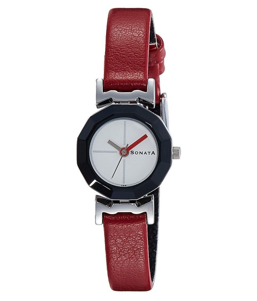 sonata leather watches for womens