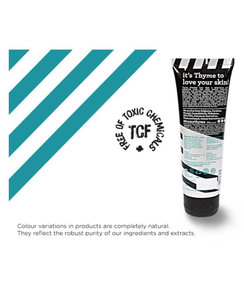 Thyme Organic Charcoal Glacier Clay Mask/ Pack No Toxic Chemical Face Pack Masks 100 gm Buy