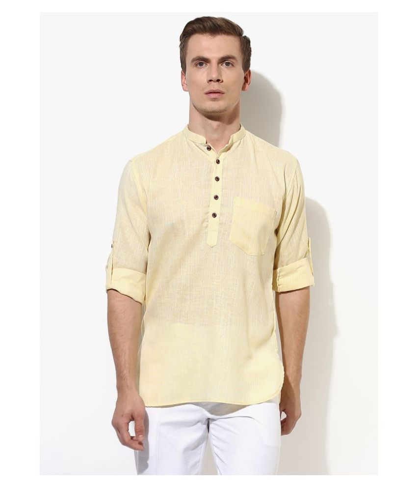     			Hangup Yellow Linen Kurta Single