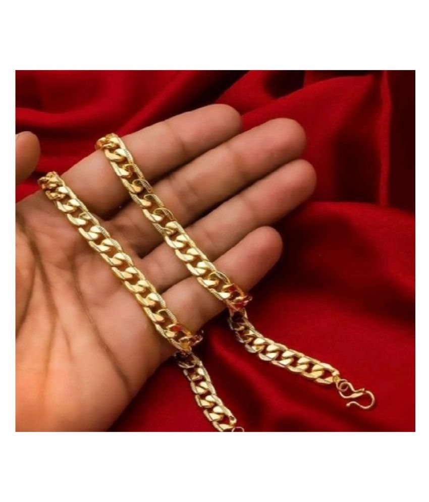 22K Gold Plated Neck Chain for men 20 Inch long , 8mm thick textured