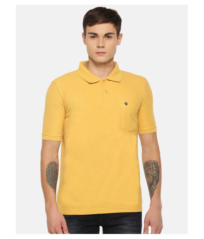     			Dollar Bigboss Cotton Blend Yellow Plain Polo T Shirt