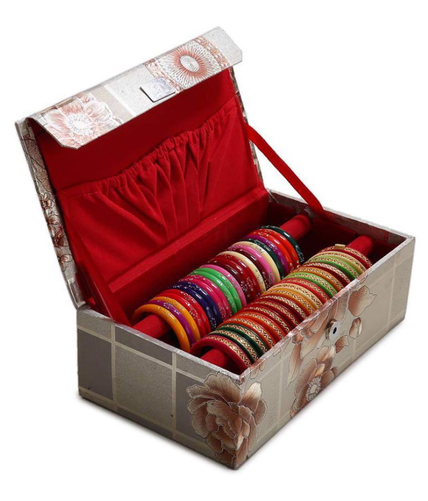 Trendifly Wooden Velvet 1 Piece 2 Rod Bangle Box Bangle Storage Box