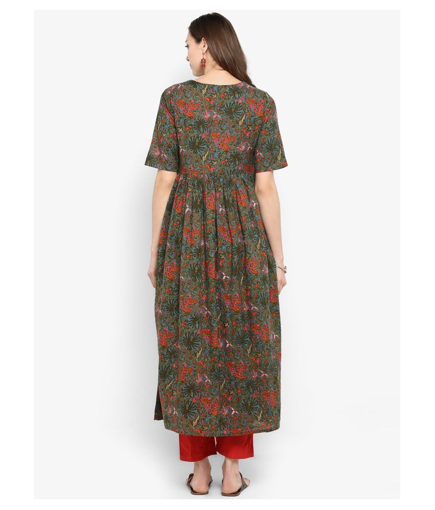 green frock style kurti
