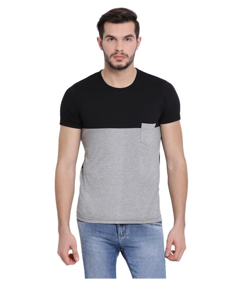     			Vimal Jonney Cotton Blend Grey Self Design T-Shirt