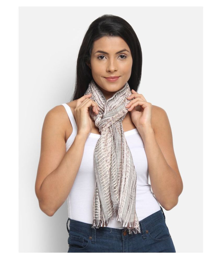 Anekaant Beige Stripes Cotton Scarves Buy Online at Low Price in India