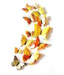 Idream Double Layer Yellow Butterfly Magnet Nature 3D Sticker ( 12 x 9 cms )