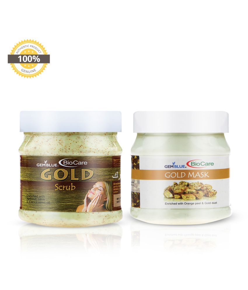     			gemblue biocare  GOLD SCRUB+ GOLD MASK Facial Scrub 800 gm Pack of 2