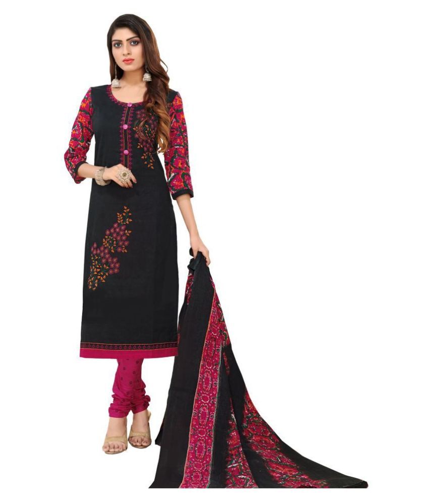 black and pink dress material