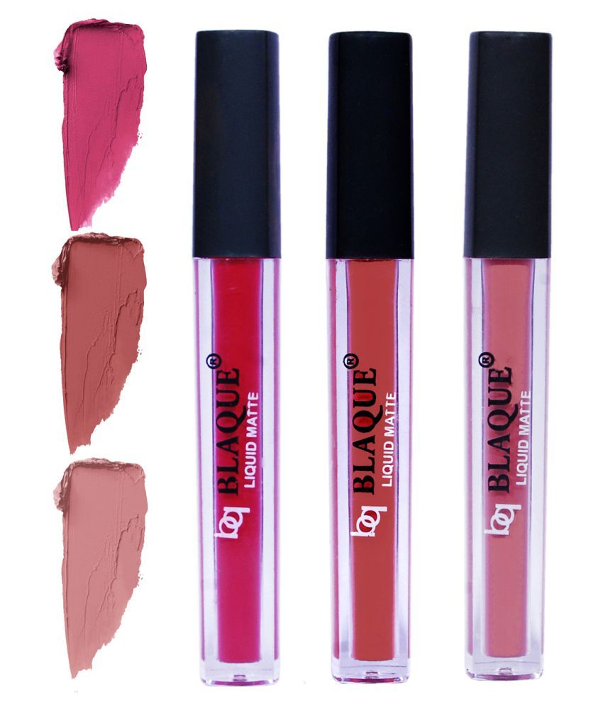     			bq BLAQUE Matte Liquid Lipstick Combo of 3 Lip Color 4ml each, Waterproof - Fuschia Pink, Brown, Light Nude Brown