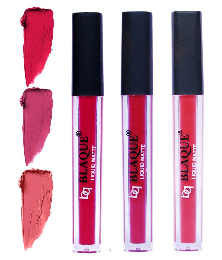     			bq BLAQUE Matte Liquid Lipstick Combo of 3 Lip Color 4ml each, Waterproof - Ruby Red, Fuschia Pink, Pinkish Peach