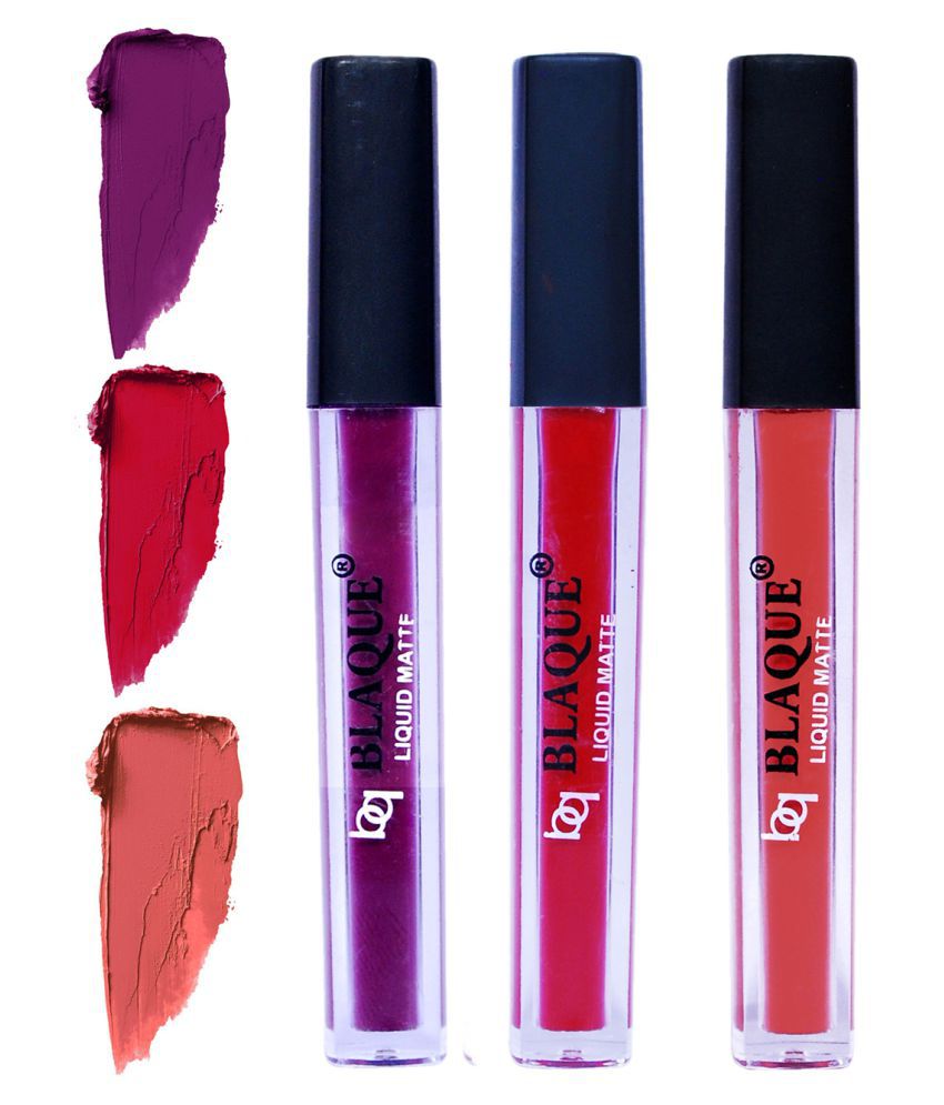     			bq BLAQUE Matte Liquid Lipstick Combo of 3 Lip Color 4ml each, Waterproof - Purple Affair, Dark Pinkish Red, Dark Coral