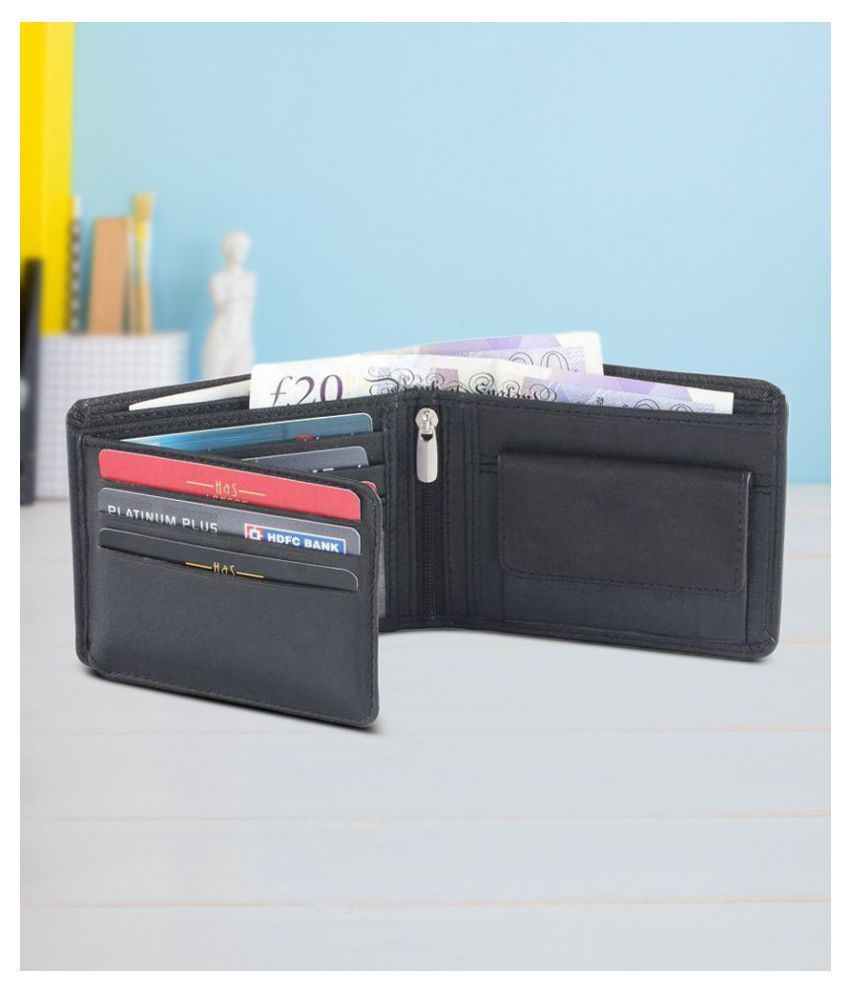     			Hide&Sleek Leather Black Formal Regular Wallet